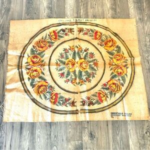 Large 50”x 39.5” FLORAL Hooked Rug Pattern on Burlap